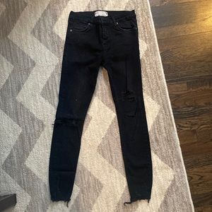Free People Distressed Black Denim